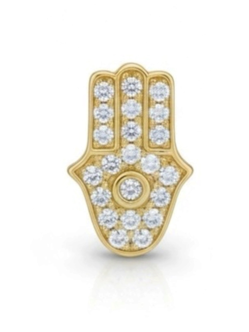 new Pave Cubic Zirconia Hamsa Stud Earrings ❃ 14KT Gold Plated Sterling Silver ❃ - Picture 13 of 16